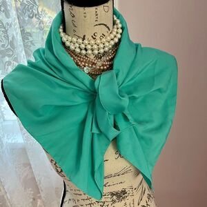 VTG *Mademoiselle* RARE Tiffany Blue Aqua Green Neck Scarf Wrap (Velcro Closure)